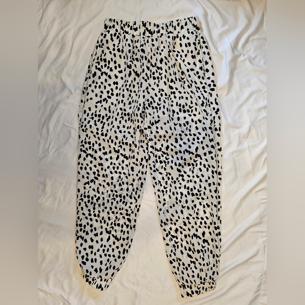 Sen Animal Print Joggers- Black And White Dalmatian - MISSING TIE - Size Small